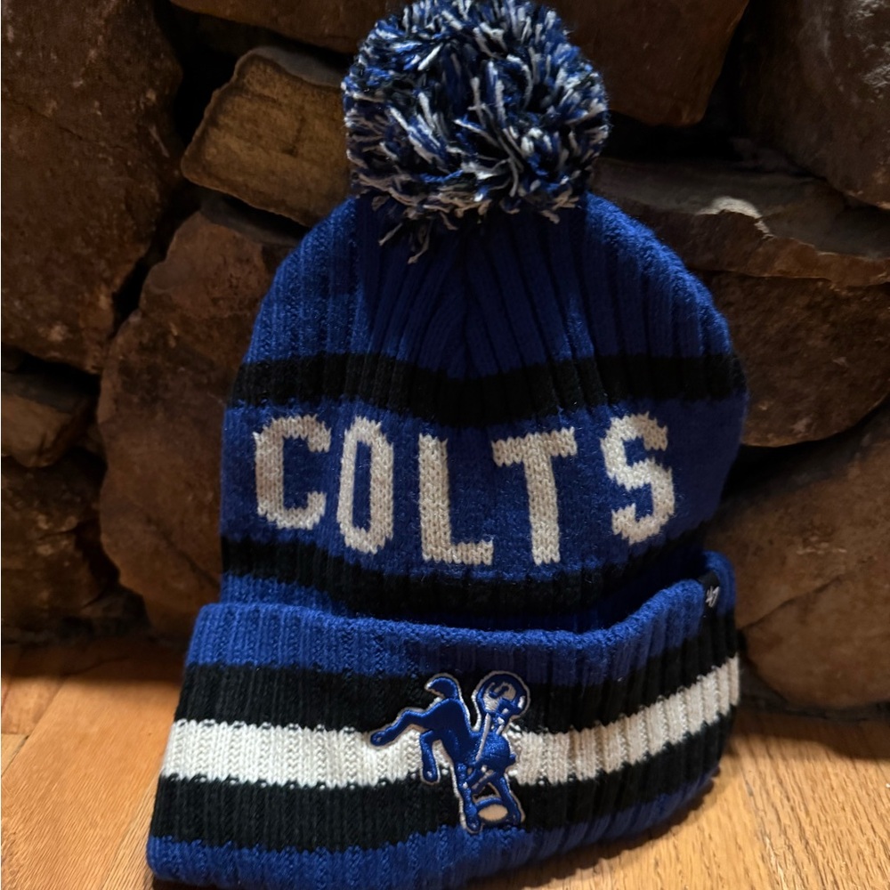 Blue and Black Colts Knit Beanie